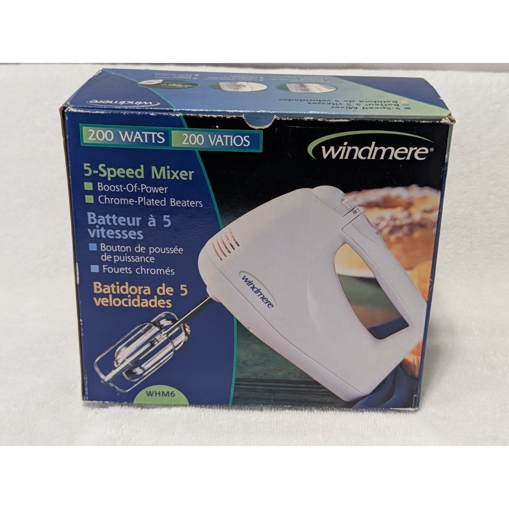 Windmere 200 Watts 5-Speed Mixer, New, Open Chrome Plated Beaters WHM6